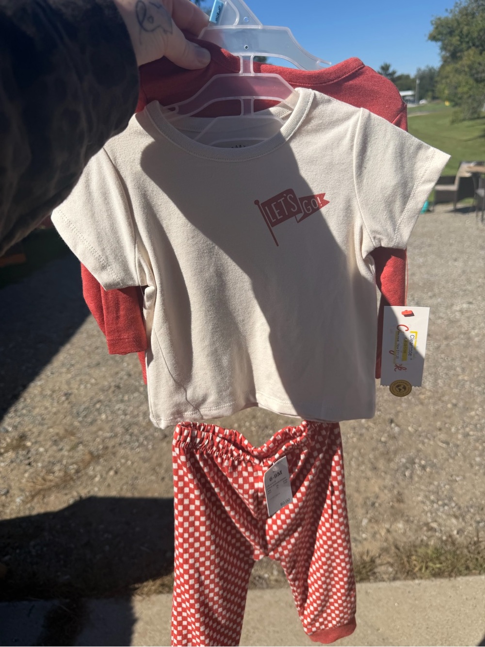 Cat & Jack Cream and Red 'Let's Go' Baby Outfit